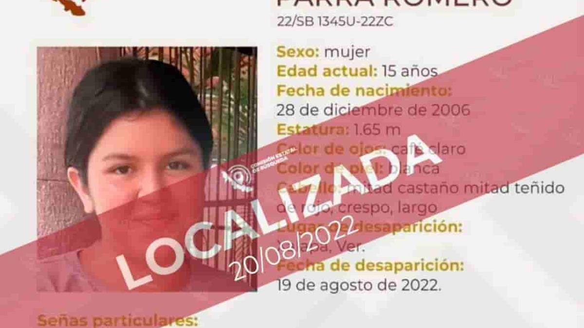 Localizan a Fátima Valeria Parra menor desaparecida en Xalapa