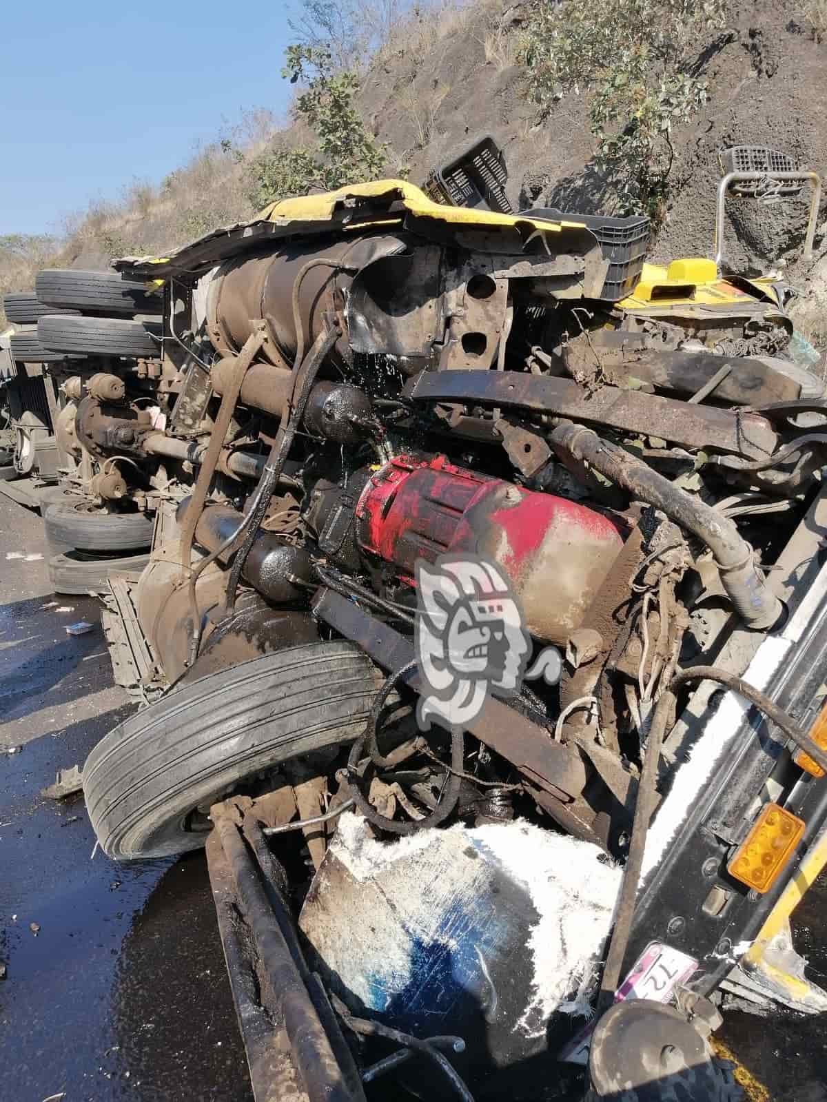 Vuelca tráiler en las Cumbres de Maltrata hay un lesionado