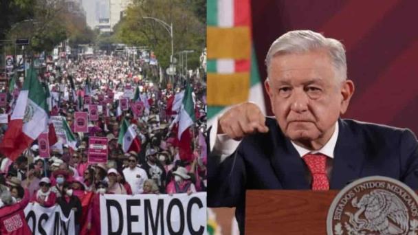 Marcha rosa fue por la democracia de los oligarcas afirma López Obrador