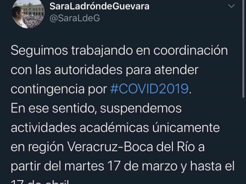 UV suspende actividades en la zona Veracruz-Boca del Río