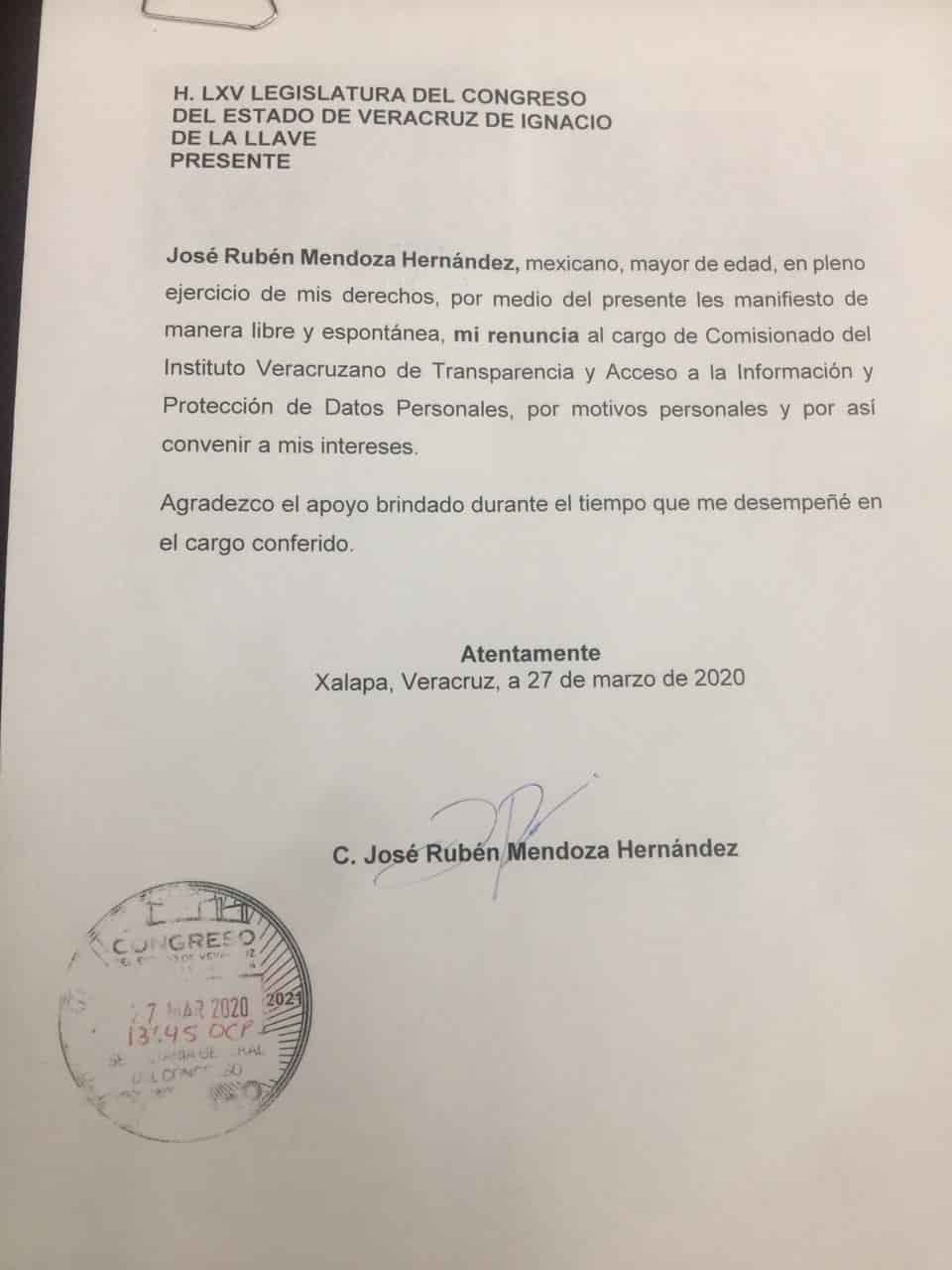 Tras detención de Yolli ‘N’, deja José Rubén Mendoza la presidencia del IVAI