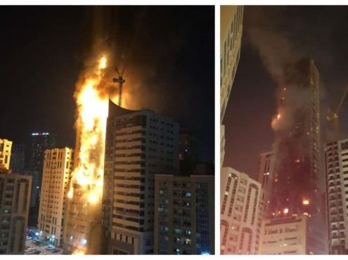Se incendia rascacielos en Emiratos Árabes Unidos