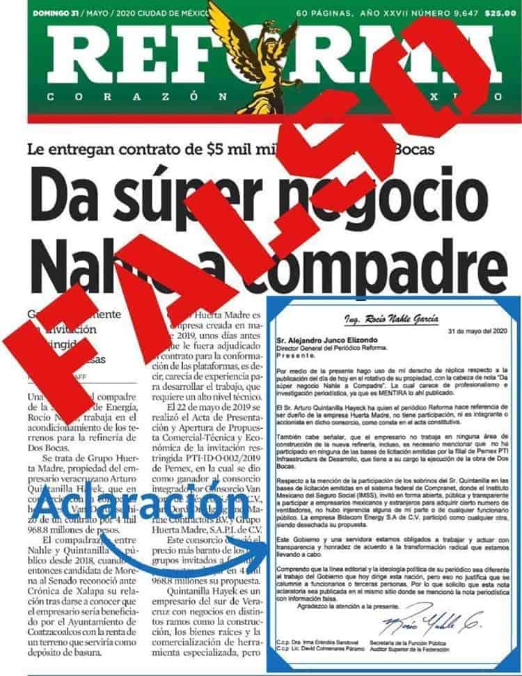 Desmiente Nahle contrato millonario a su compadre en refinería de Dos Bocas