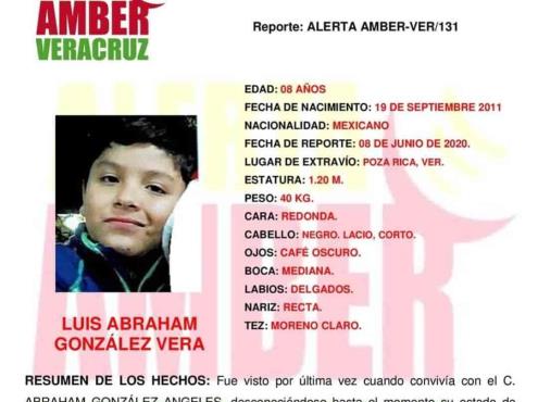 Desaparece  niño veracruzano en Poza Rica,  activan Alerta Amber