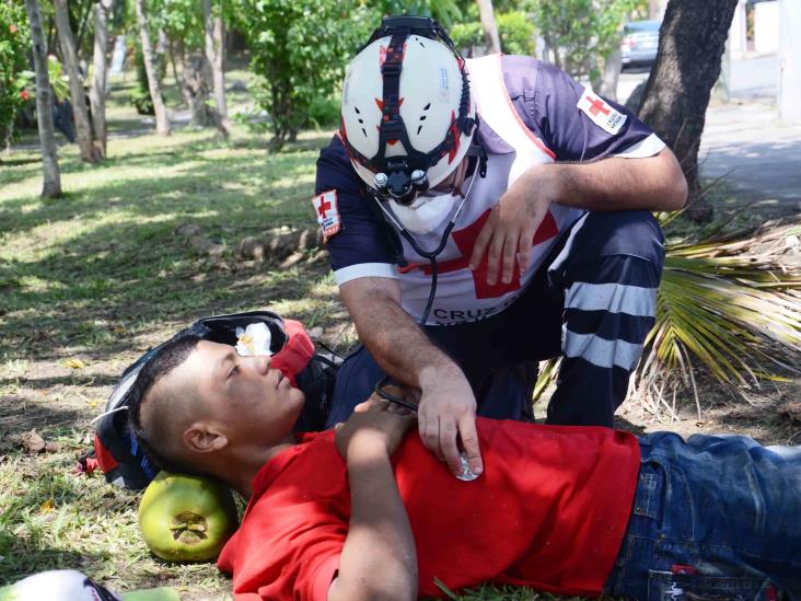 Por cortar par de cocos, joven se cae de palmera en fraccionamiento de Veracruz