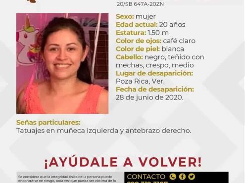 Desaparece otra joven en Poza Rica, claman ayuda para localizarla