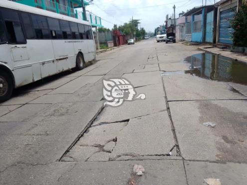 Destruida calle del sector Playón Sur de Minatitlán