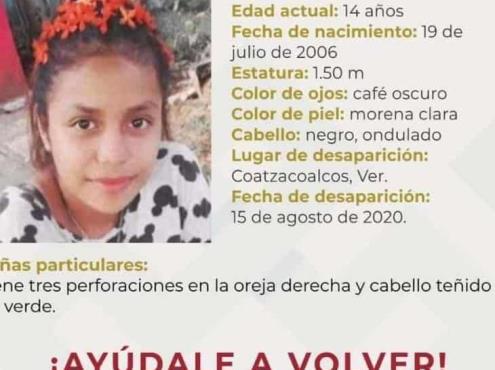 Reportan desaparecida a jovencita de 14 años en Coatzacoalcos