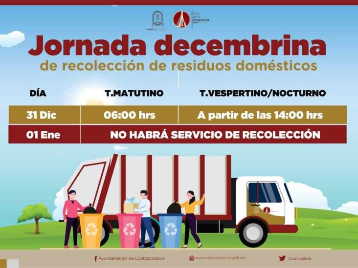 Suspenderá Limpia Pública servicio de recolección el 1 de enero