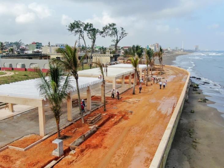 Obra del Malecón de Coatzacoalcos, al 75 por ciento de avance