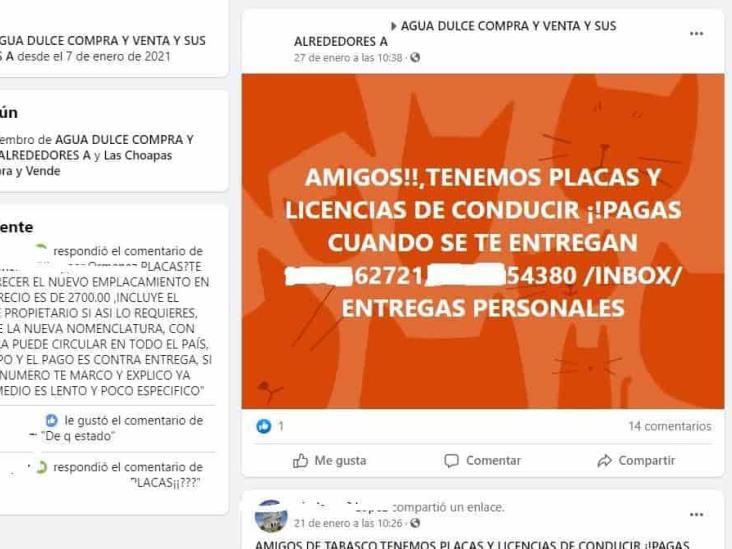En el Sur alertan fraude en venta de placas y licencias en Facebook