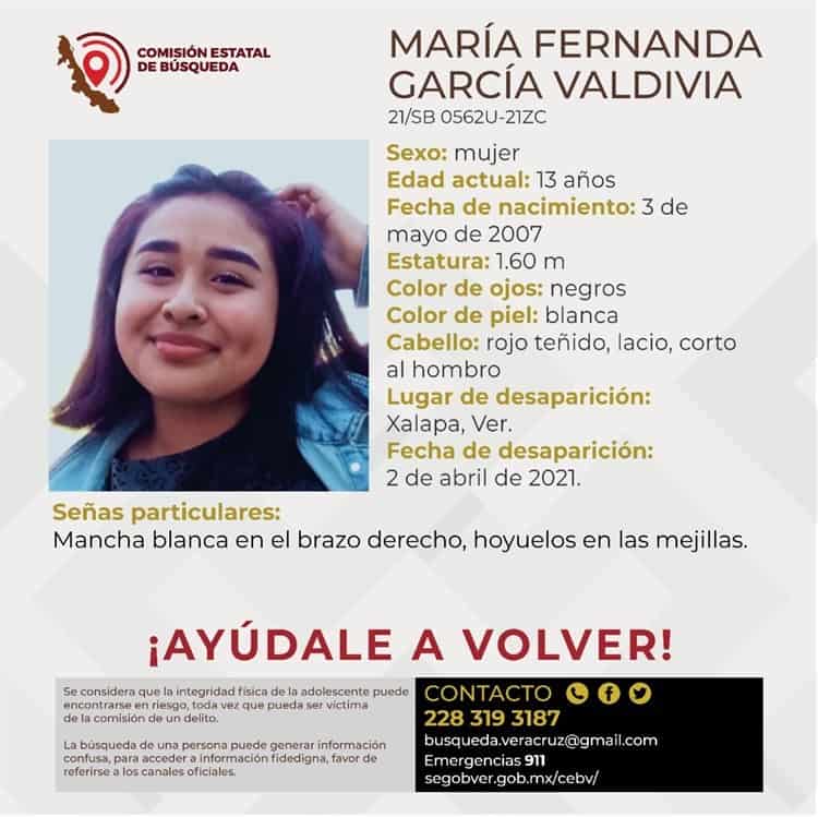 Buscan a María Fernanda, menor desaparecida en Xalapa