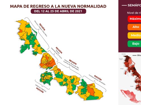 Municipios de Veracruz se pintan de amarillo; 100 con riesgo medio