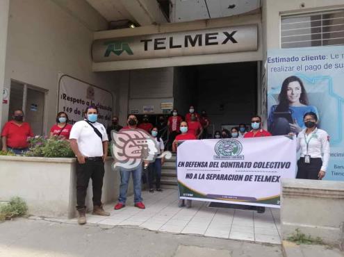 En Cosamaloapan, protestan trabajadores telefonistas en el Día del Trabajo