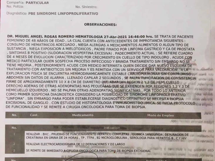 Madre de familia solicita apoyo para costear estudios de Biopsia