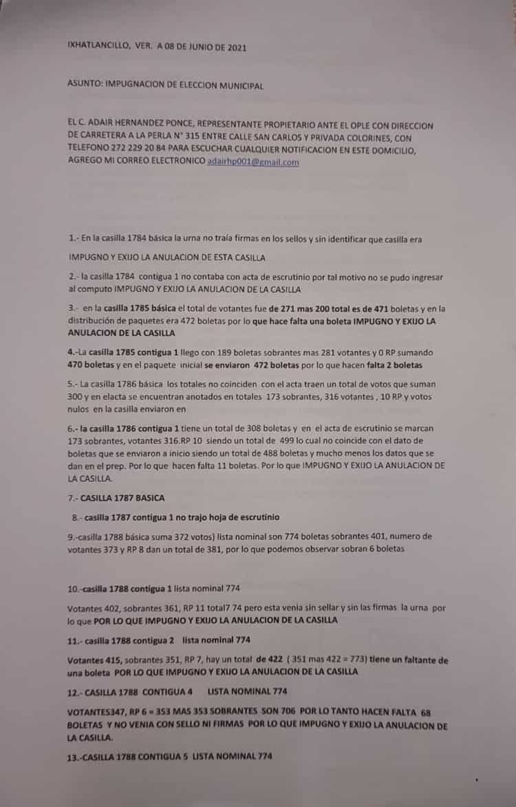 Impugnan PES y Cardenista elección en Ixhuatlancillo