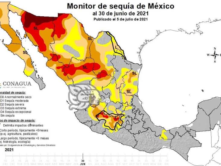 Por las lluvias de junio, se redujo sequía en Veracruz