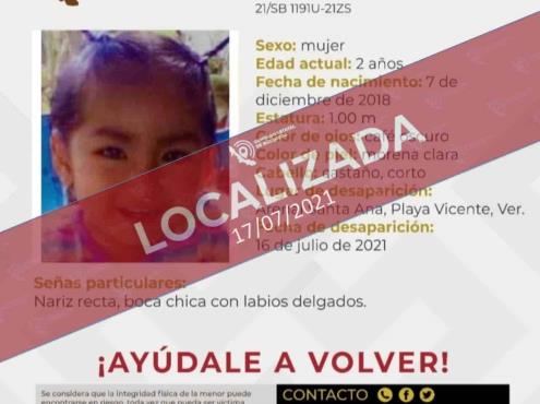 Hallan en Oaxaca a Jatziri, niña de 2 años robada en Playa Vicente