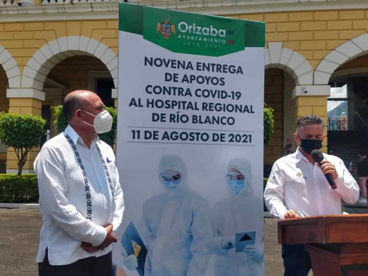 Ayuntamiento de Orizaba entrega insumos para personal de salud del HRRB