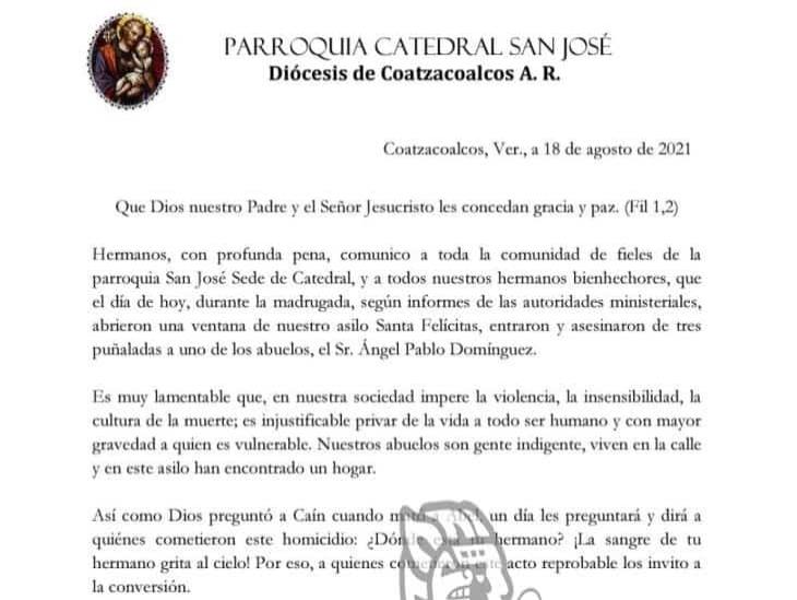 Asesinan a puñaladas a abuelito en asilo de Coatzacoalcos