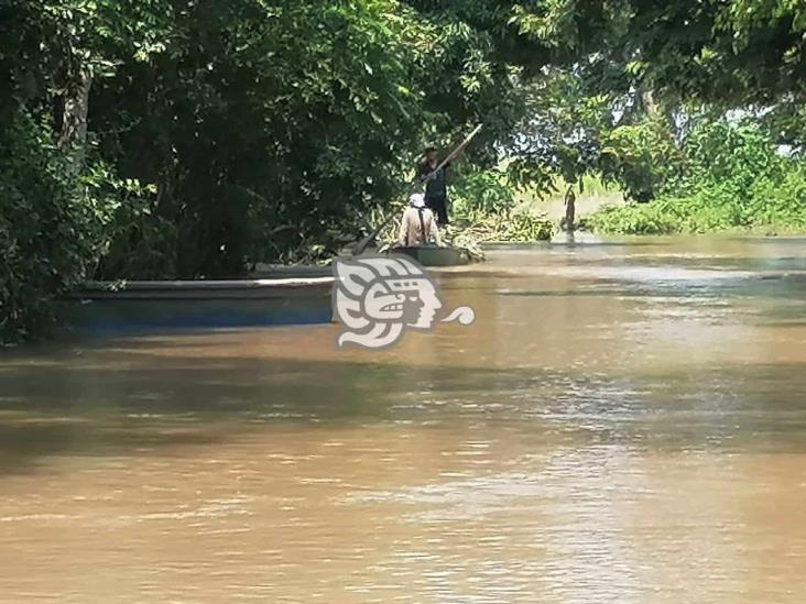 Contingencia en comunidades por creciente del río Coatzacoalcos