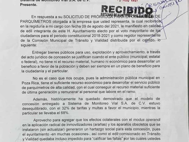 SM Vial solicita otros 10 años para explotar parquímetros en Poza Rica