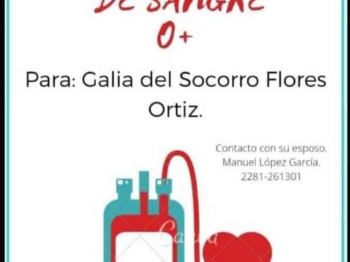 Urgen donadores de sangre para maestra Galia del Socorro, internada en Veracruz