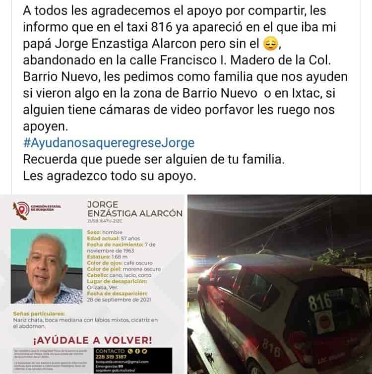 Reportan la desaparición de un taxista en Orizaba