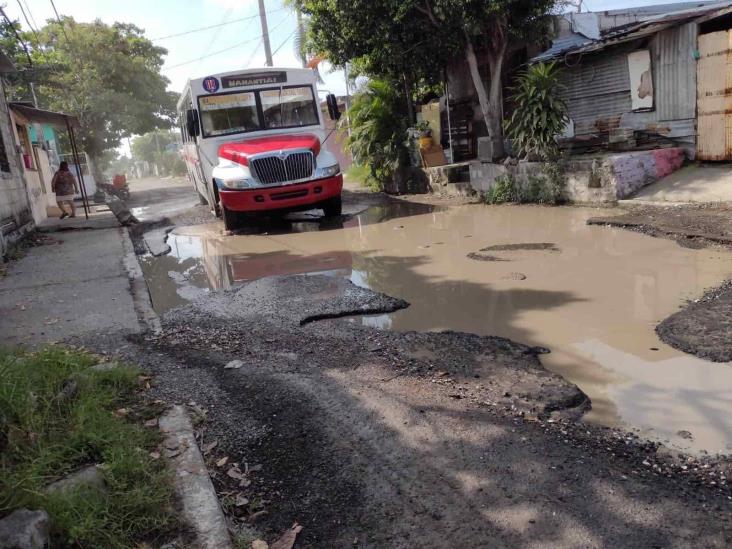 Vecinos se quejan de enorme bache y aguas negras en colonia Carranza