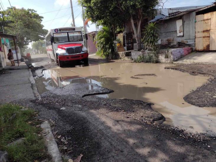 Vecinos se quejan de enorme bache y aguas negras en colonia Carranza