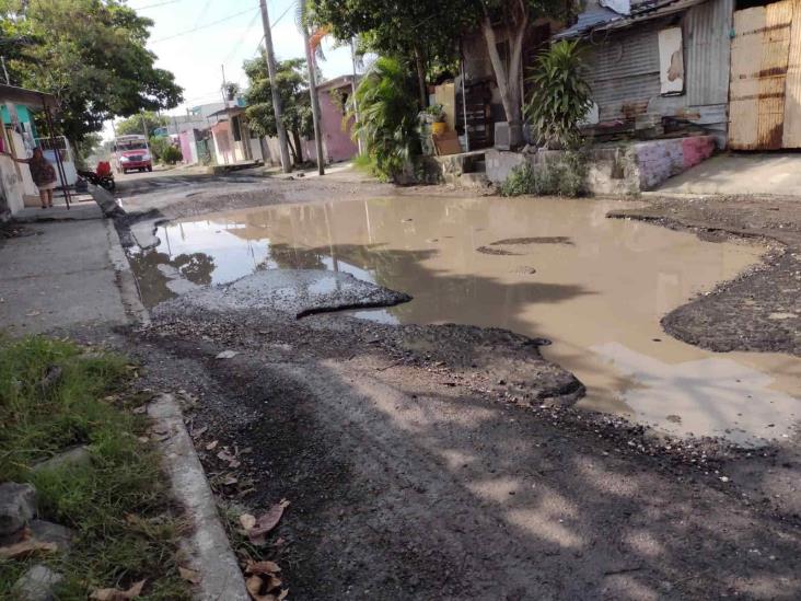 Vecinos se quejan de enorme bache y aguas negras en colonia Carranza