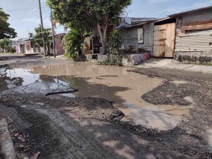 Vecinos se quejan de enorme bache y aguas negras en colonia Carranza