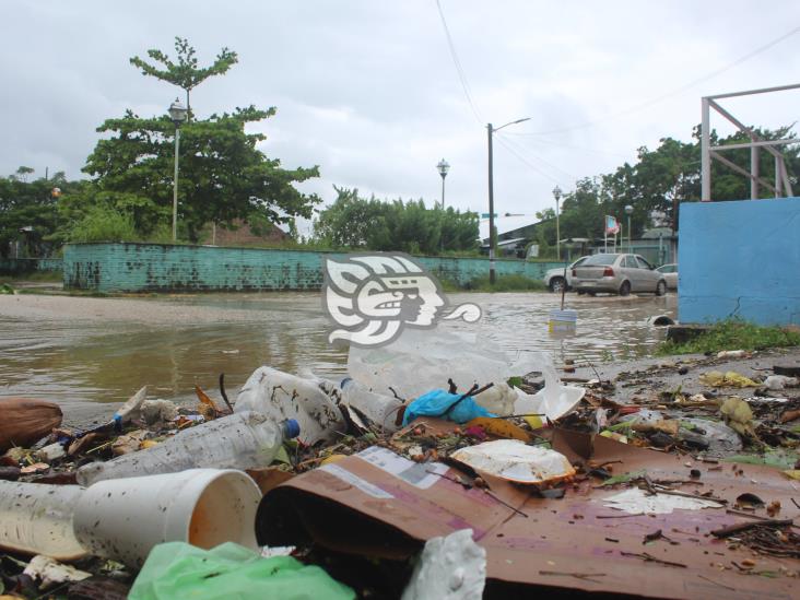 Basura en drenajes, otro factor de inundación en Agua Dulce