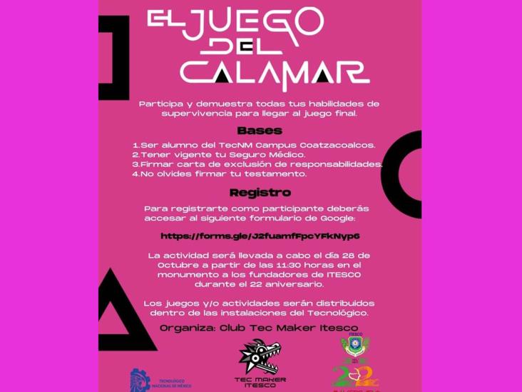 Itesco celebrará 22 aniversario con temática del “Juego de Calamar”