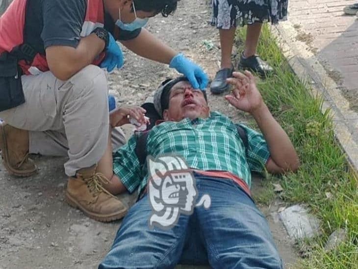 Motociclista en estado de ebriedad derrapó en Cosoleacaque