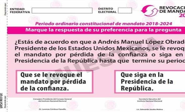 Aprueba boleta para revocación de mandato