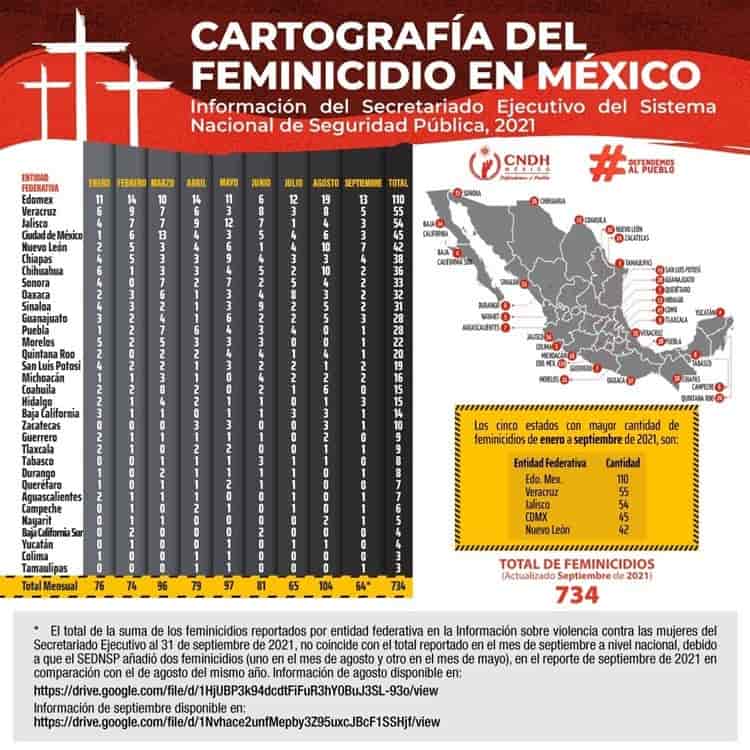 Veracruz, segundo lugar nacional en feminicidios: CNDH