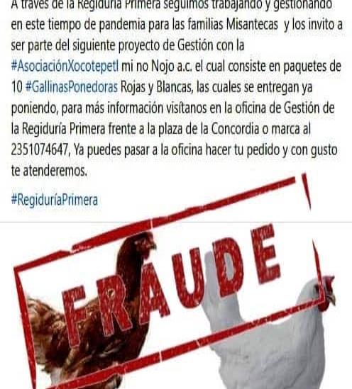 Reclaman al regidor primero el recurso de gallinas ponedoras en Misantla