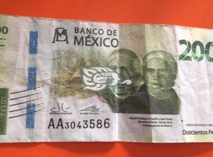 Mucho ojo, circulan billetes falsos de 100, 200 y 500 en Las Choapas