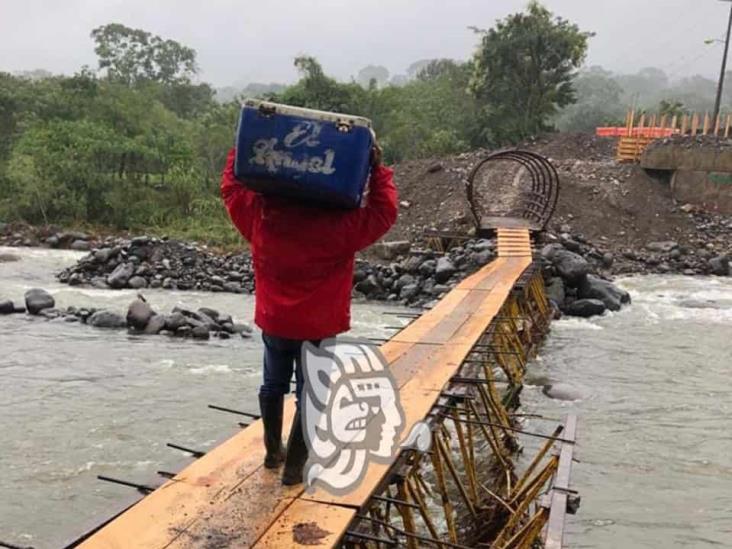 Nuevamente, lluvias destruyen paso provisional a sierra de Misantla