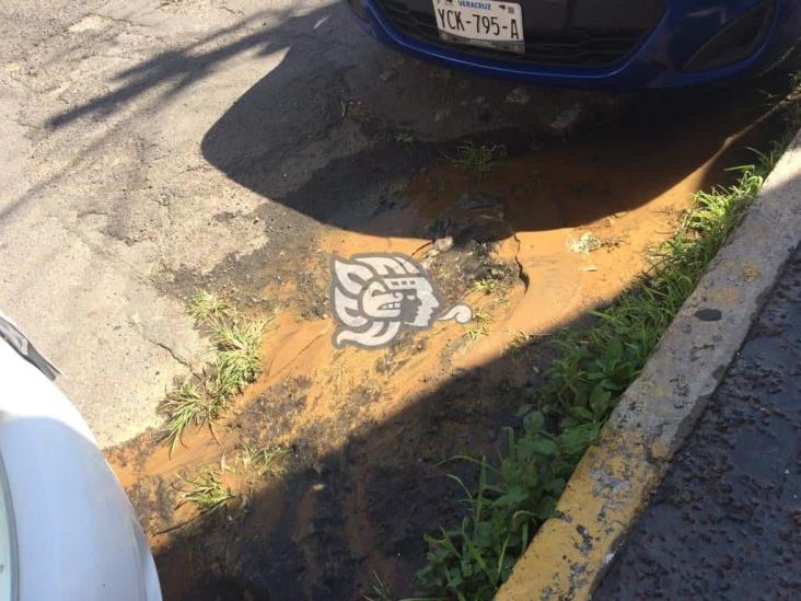 Derrama litros fuga de agua en el Morro en Boca del Río