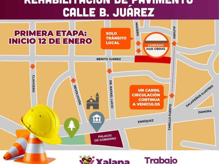 En Xalapa, hoy inicia sustitución de losas en avenida Juárez; habrá cierres viales