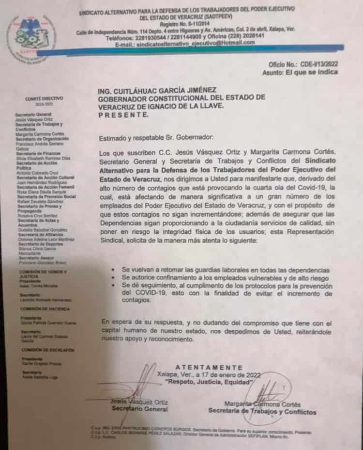 Piden a Cuitláhuac volver a las guardias en dependencias estatales por covid