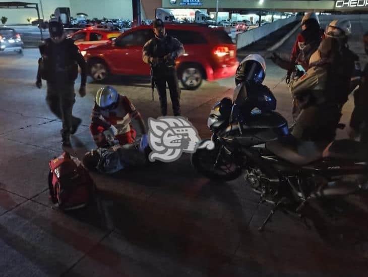 Derrapa motociclista en Veracruz