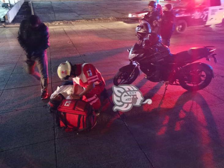 Derrapa motociclista en Veracruz