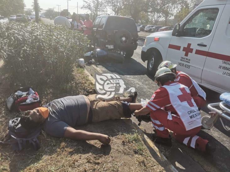 Choque deja a un motociclista lesionado en Veracruz