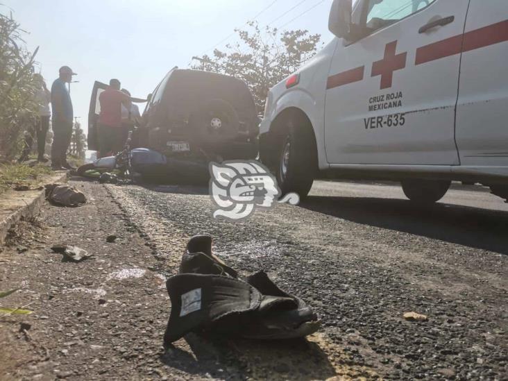 Choque deja a un motociclista lesionado en Veracruz