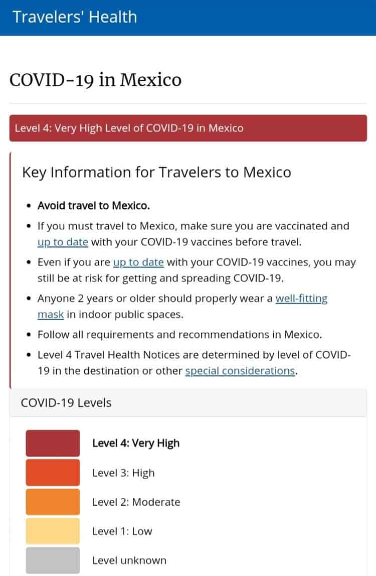 Por alza en covid, EU pide a ciudadanos evitar viajar a México
