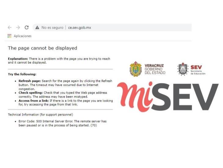 Sitio web de preinscripciones de la SEV vuelve a fallar