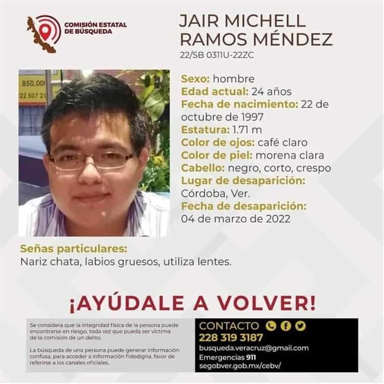 Buscan a Jair Michell, joven de 24 años desaparecido en Córdoba